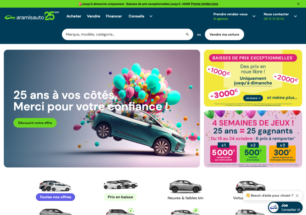Capture d'écran du site aramisauto.com
